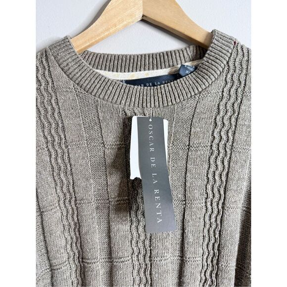 Vintage Oscar de la renta tan grandpa core knit sweater sz XL - Picture 2 of 7